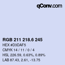 カラーコード: RGB 211 218.6 245 | qconv.com