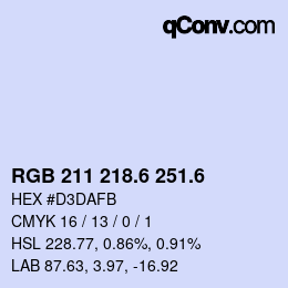 カラーコード: RGB 211 218.6 251.6 | qconv.com