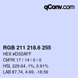 カラーコード: RGB 211 218.6 255 | qconv.com