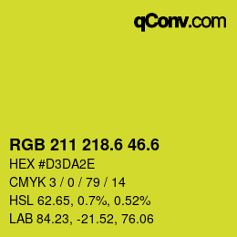 カラーコード: RGB 211 218.6 46.6 | qconv.com