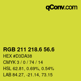 カラーコード: RGB 211 218.6 56.6 | qconv.com