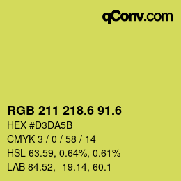 カラーコード: RGB 211 218.6 91.6 | qconv.com