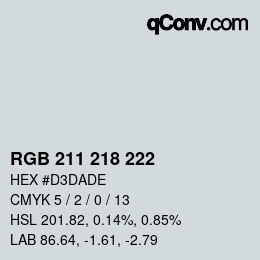 Color code: RGB 211 218 222 | qconv.com