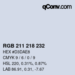 Color code: RGB 211 218 232 | qconv.com