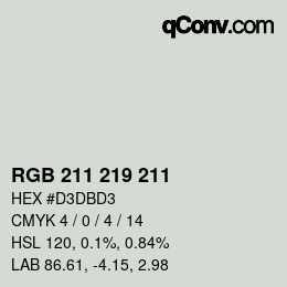 カラーコード: RGB 211 219 211 | qconv.com