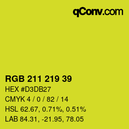 Color code: RGB 211 219 39 | qconv.com