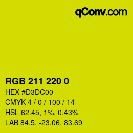 颜色代码: RGB 211 220 0 | qconv.com