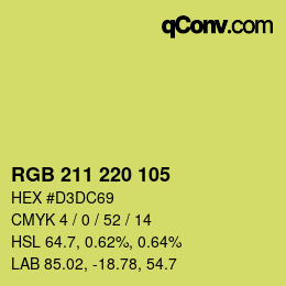 カラーコード: RGB 211 220 105 | qconv.com