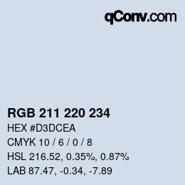 カラーコード: RGB 211 220 234 | qconv.com