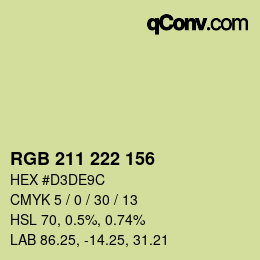 カラーコード: RGB 211 222 156 | qconv.com