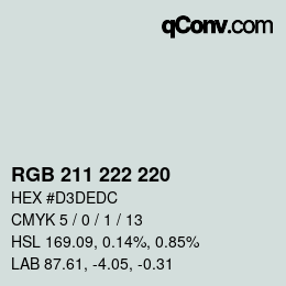 カラーコード: RGB 211 222 220 | qconv.com