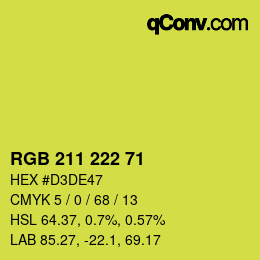 Color code: RGB 211 222 71 | qconv.com