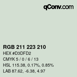 Color code: RGB 211 223 210 | qconv.com