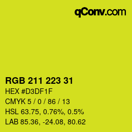カラーコード: RGB 211 223 31 | qconv.com