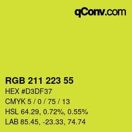 Color code: RGB 211 223 55 | qconv.com