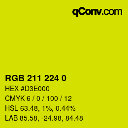 颜色代码: RGB 211 224 0 | qconv.com