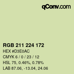 カラーコード: RGB 211 224 172 | qconv.com