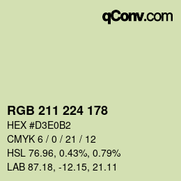 カラーコード: RGB 211 224 178 | qconv.com