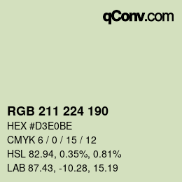 颜色代码: RGB 211 224 190 | qconv.com