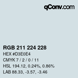 Código de color: RGB 211 224 228 | qconv.com