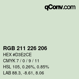 Color code: RGB 211 226 206 | qconv.com