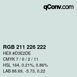 Color code: RGB 211 226 222 | qconv.com