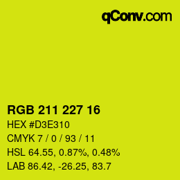 Color code: RGB 211 227 16 | qconv.com