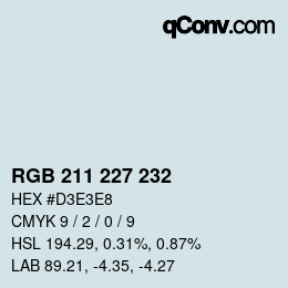 カラーコード: RGB 211 227 232 | qconv.com