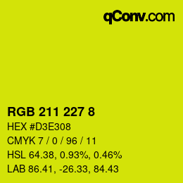 カラーコード: RGB 211 227 8 | qconv.com