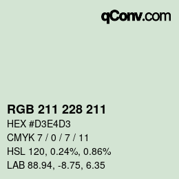 Código de color: RGB 211 228 211 | qconv.com