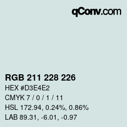 Color code: RGB 211 228 226 | qconv.com