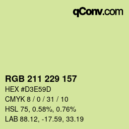 カラーコード: RGB 211 229 157 | qconv.com