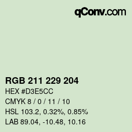 カラーコード: RGB 211 229 204 | qconv.com