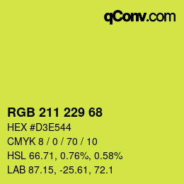 カラーコード: RGB 211 229 68 | qconv.com