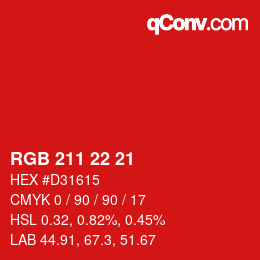 Color code: RGB 211 22 21 | qconv.com