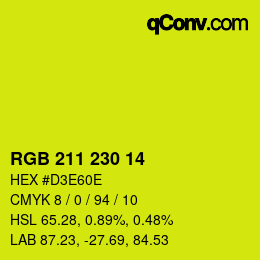 カラーコード: RGB 211 230 14 | qconv.com