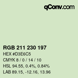 Color code: RGB 211 230 197 | qconv.com