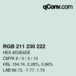 Farbcode: RGB 211 230 222 | qconv.com
