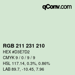 Color code: RGB 211 231 210 | qconv.com
