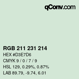 カラーコード: RGB 211 231 214 | qconv.com