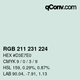 Código de color: RGB 211 231 224 | qconv.com