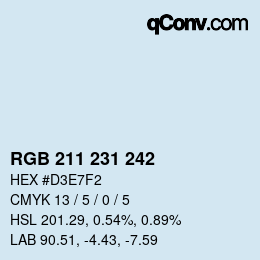 Color code: RGB 211 231 242 | qconv.com