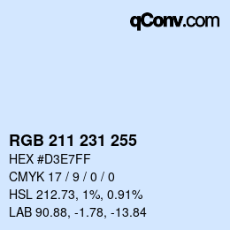 カラーコード: RGB 211 231 255 | qconv.com