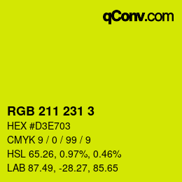 カラーコード: RGB 211 231 3 | qconv.com