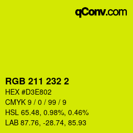 Color code: RGB 211 232 2 | qconv.com