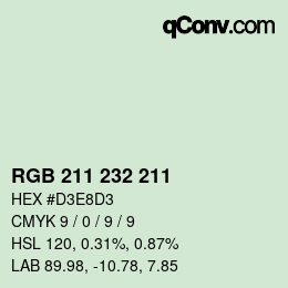 Color code: RGB 211 232 211 | qconv.com