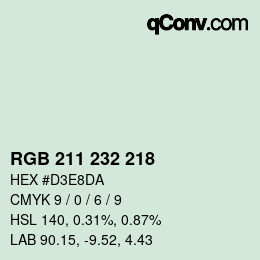 Color code: RGB 211 232 218 | qconv.com
