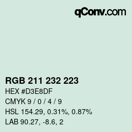 Color code: RGB 211 232 223 | qconv.com
