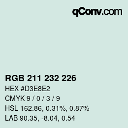Color code: RGB 211 232 226 | qconv.com