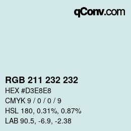 Farbcode: RGB 211 232 232 | qconv.com